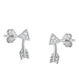 CZ Curved Arrow Stud Earrings