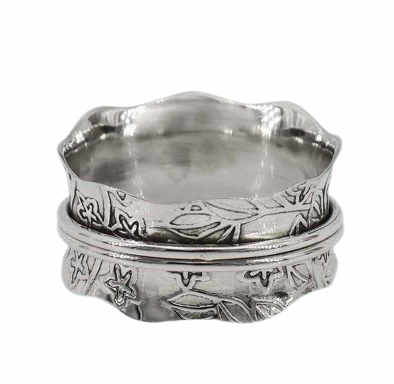 Meditation Double Band Silver Ring