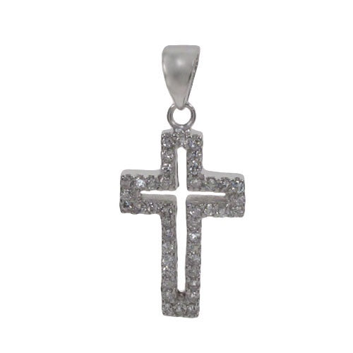 Outline CZ Cross Necklace