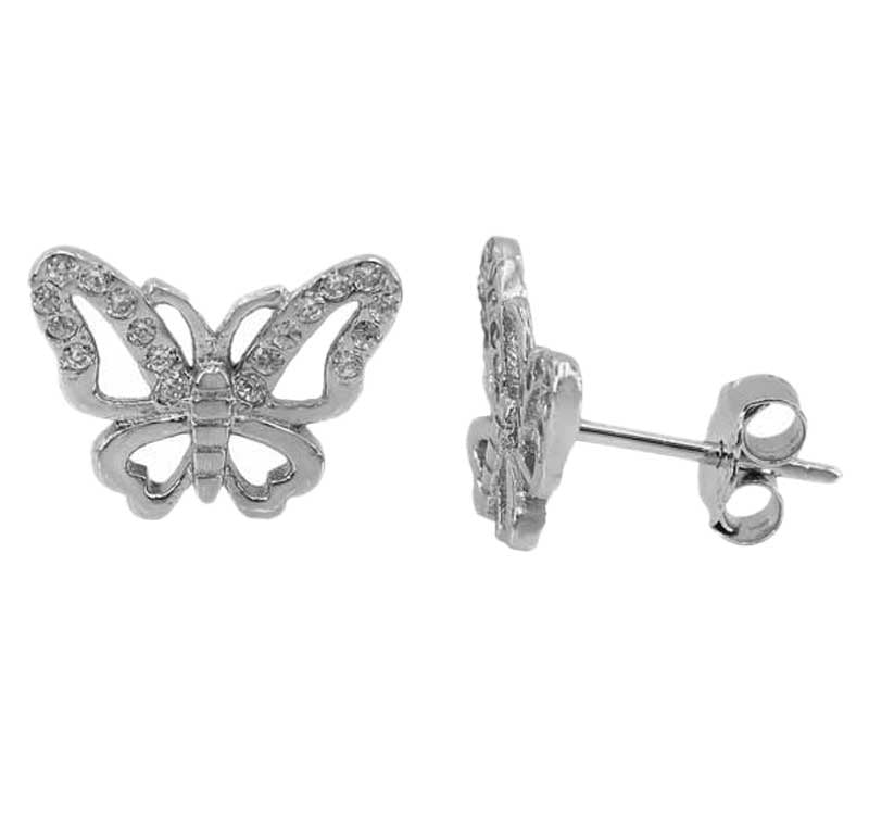 CZ Upper Wing Butterfly Earrings