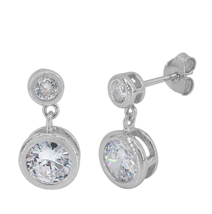 Double Bezel CZ Stud Earrings