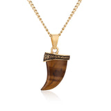 S.S. Tiger Eye Lucky Horn Necklace