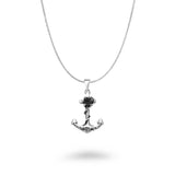 Black CZ Centered Anchor Necklace