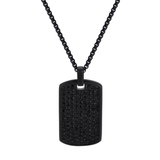 Steel CZ Encrusted DogTag Necklace