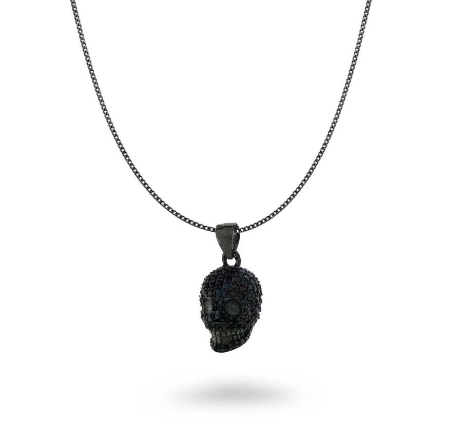 Black CZ Skull Necklace