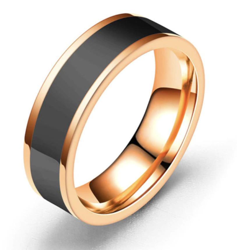 Stainless Steel Black Epoxy Ring
