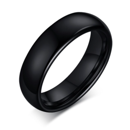 Tungsten Black Polished Dome 6mm Ring