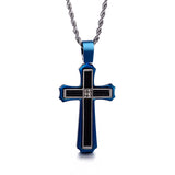 Two Tone Textured Cross Necklace