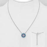 CZ Blue Evil Eye Necklace