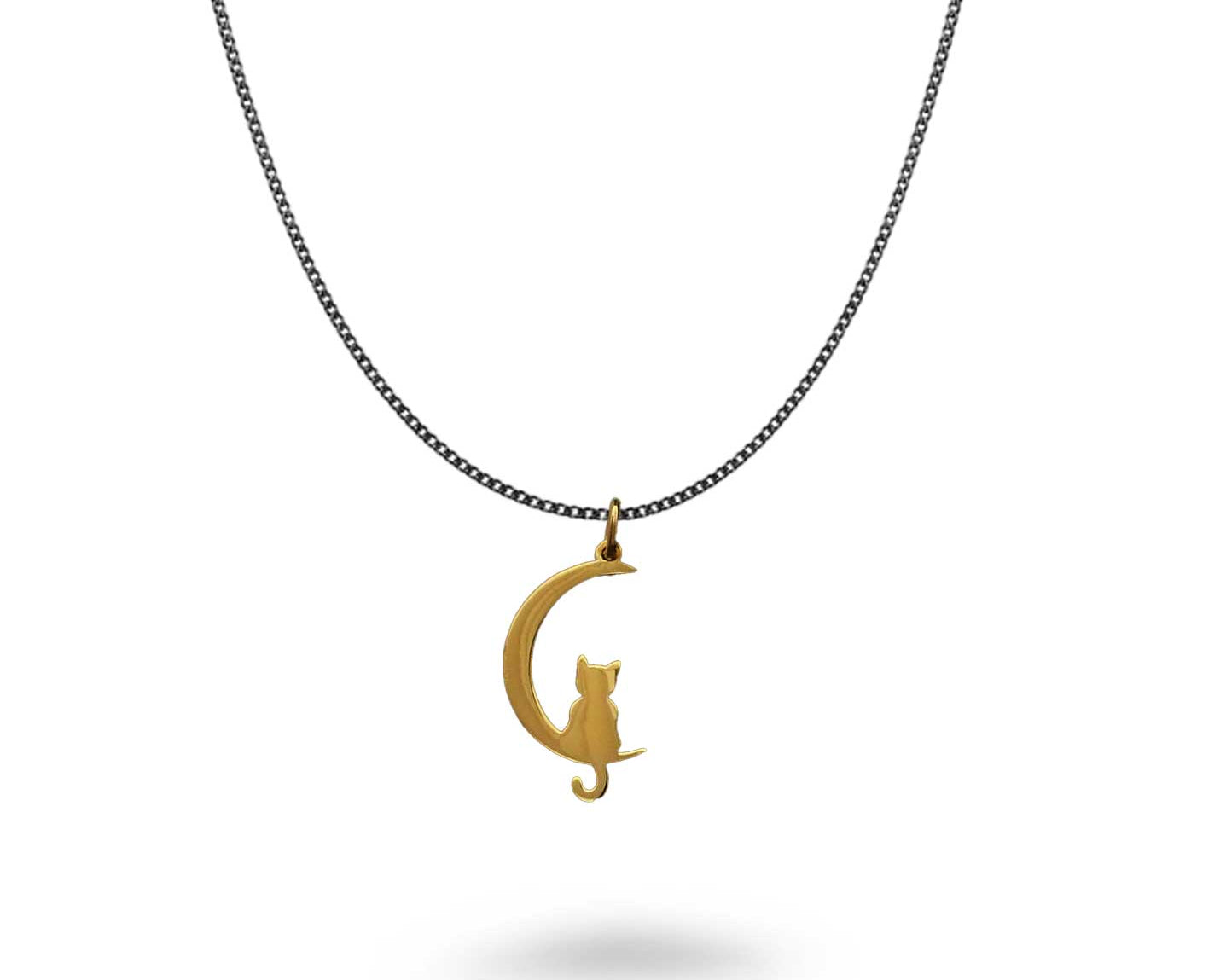 Kitty on Moon Necklace
