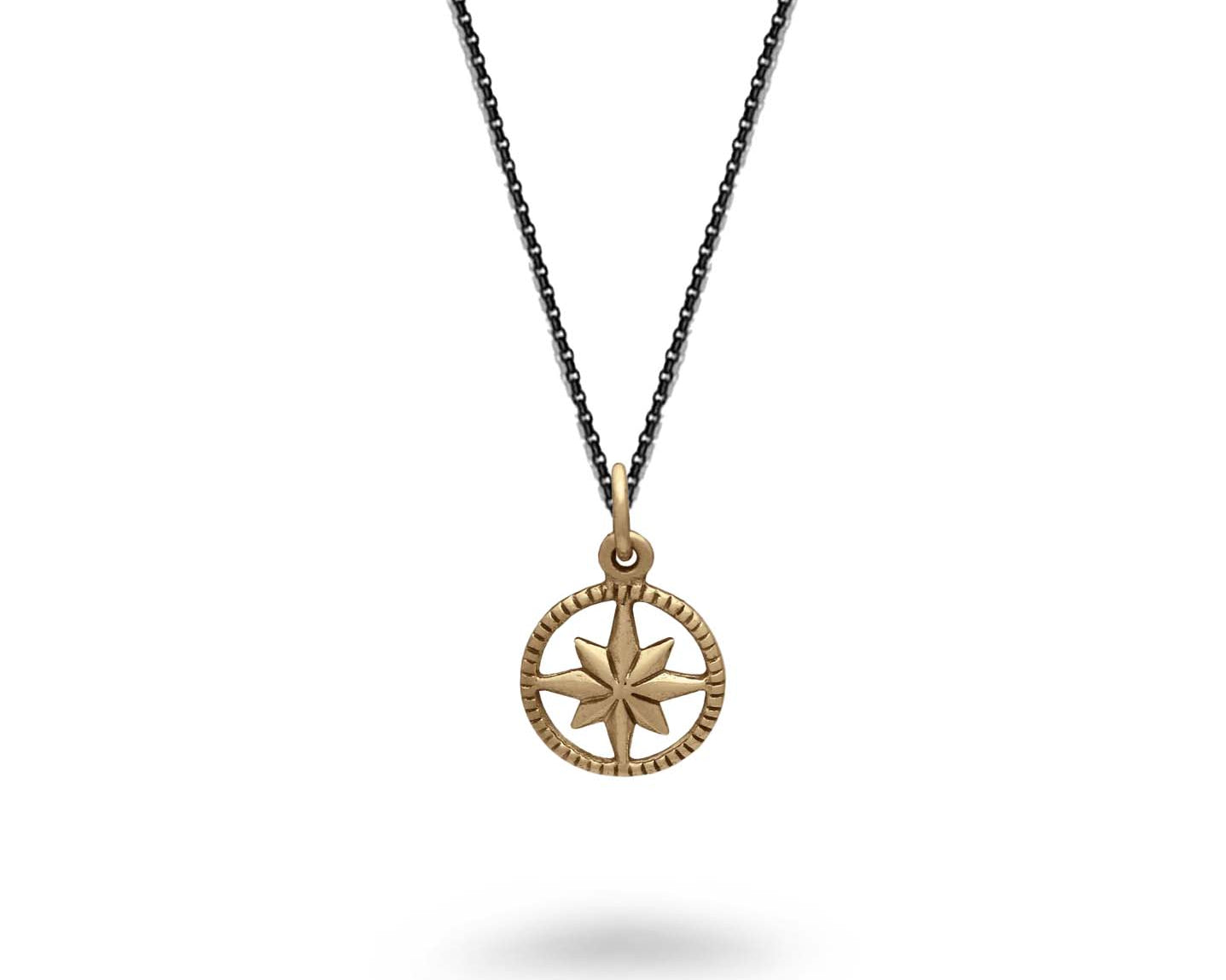 Textured North Star Compass Necklace