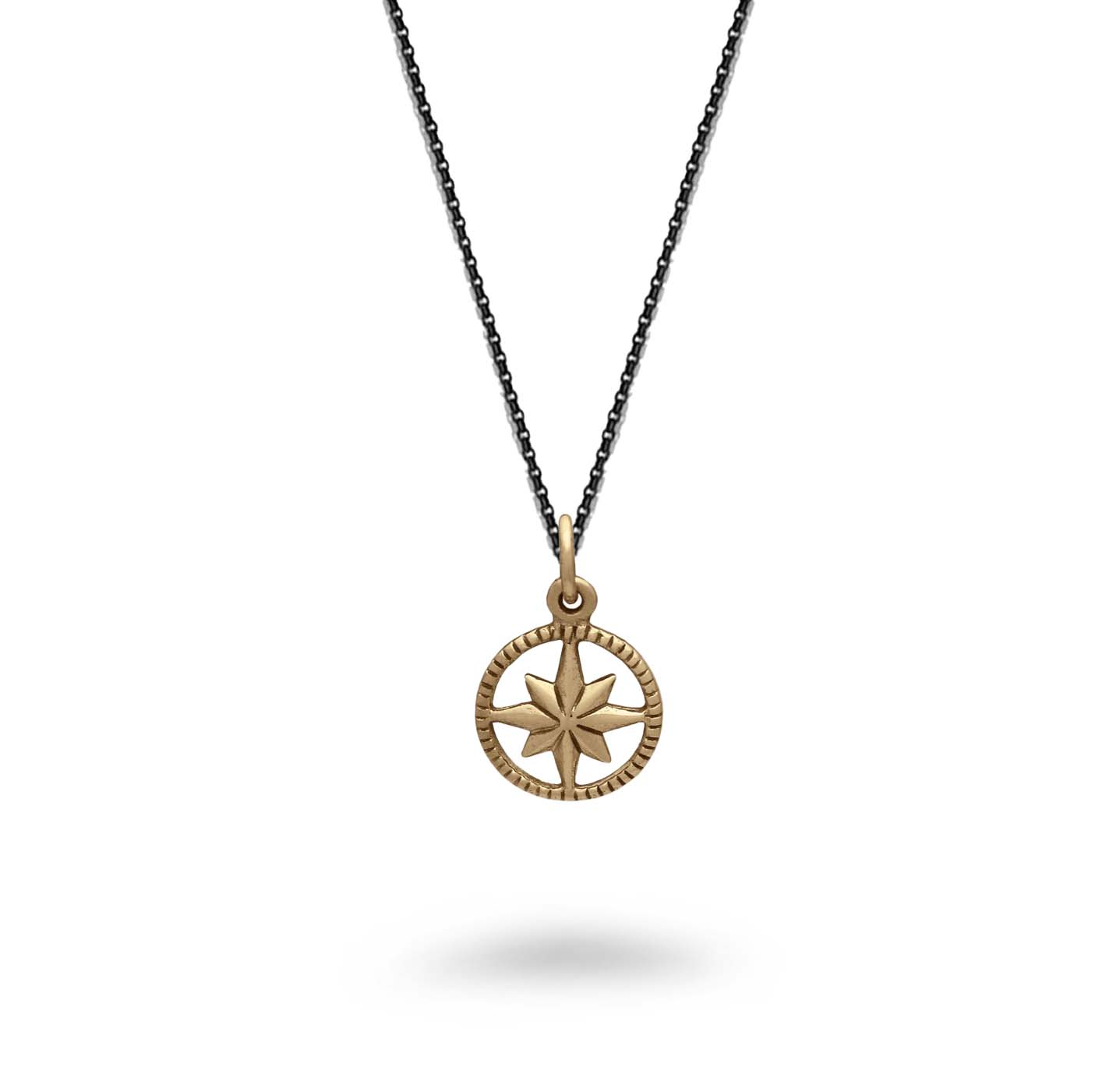Textured North Star Compass Necklace
