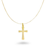 10KT Outlined Cross Necklace 18"