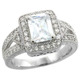 Emerald Cut CZ Solitaire Ring