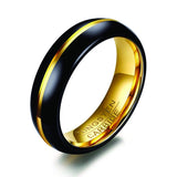Black Tungsten with Gold Center Groove Ring