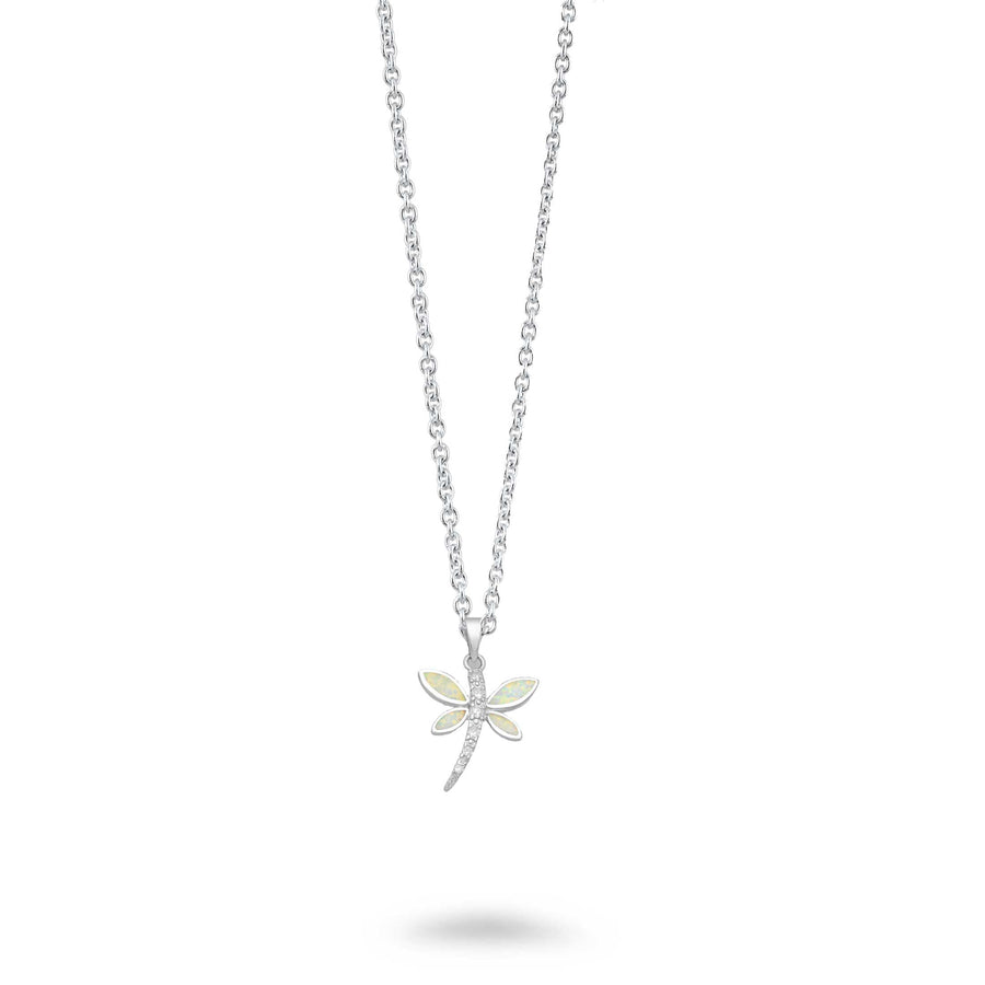 CZ and Opal Dragonfly Necklace