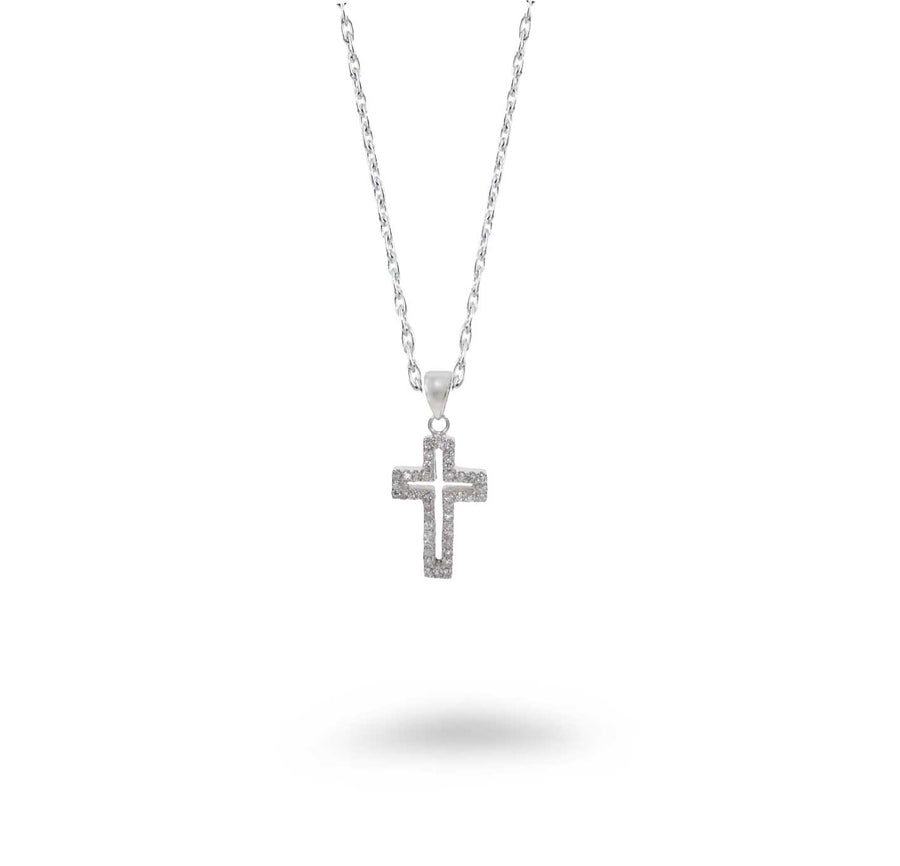 Outline CZ Cross Necklace