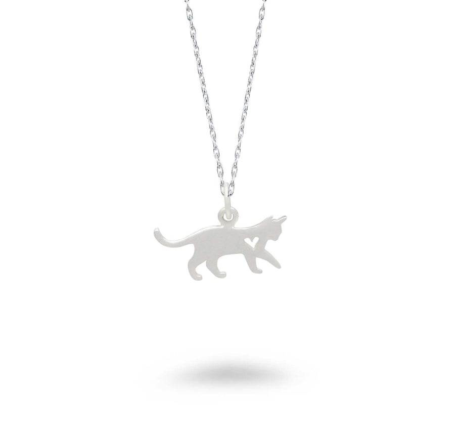 Cat with Heart Necklace