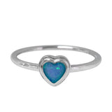 Rhodium Opal Heart Ring
