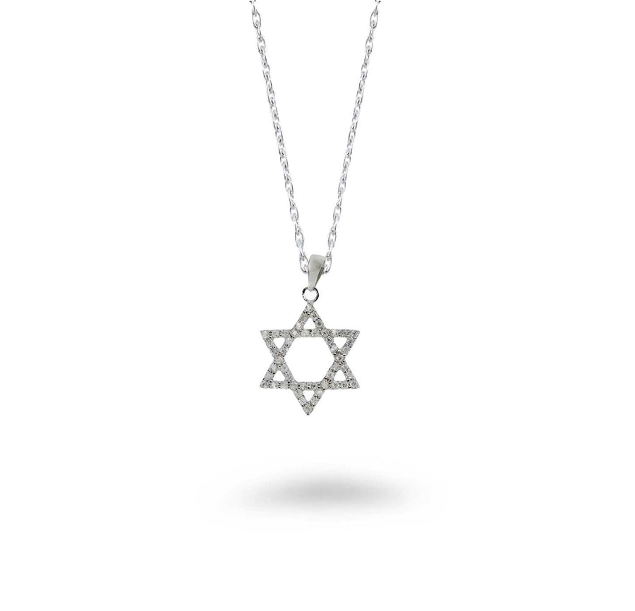 CZ Encrusted Star of David Necklace