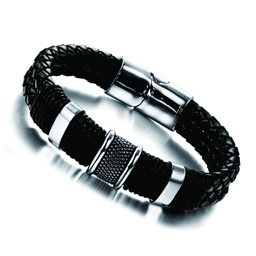 Texture Double Braid Leather Bracelet