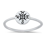 Sterling Silver Oxidized Compass Ring