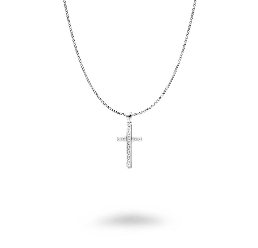 Encrusted Center CZ Cross Necklace