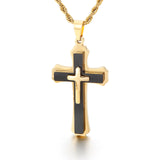 Layered Stainless Steel Cross Necklace