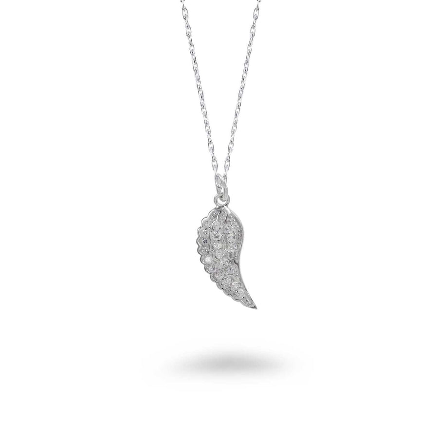 CZ Encrusted Angel Wing Necklace