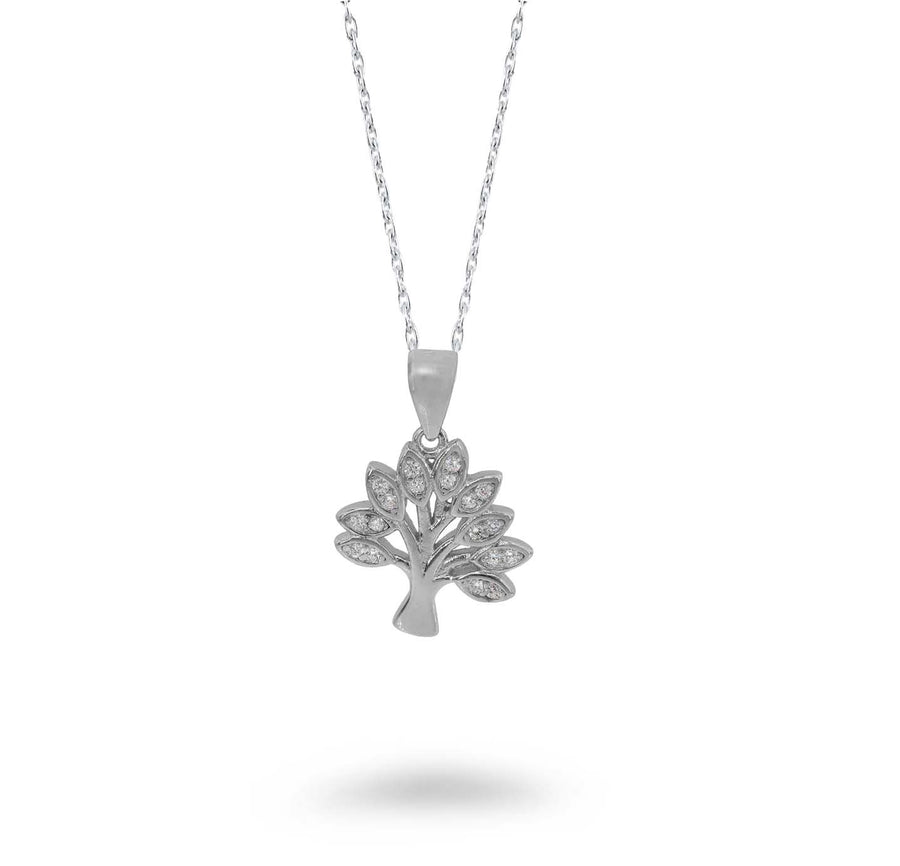 CZ Leaves Tree of Life Necklace
