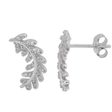 Curled Leaf CZ Earrings