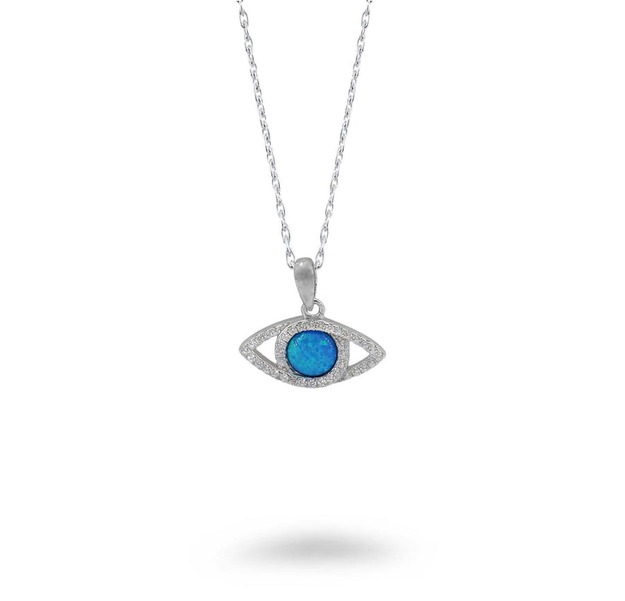 CZ Opal Large Evil Eye Necklace