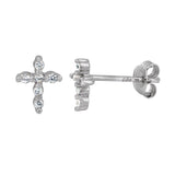 CZ Thin Cross Earrings
