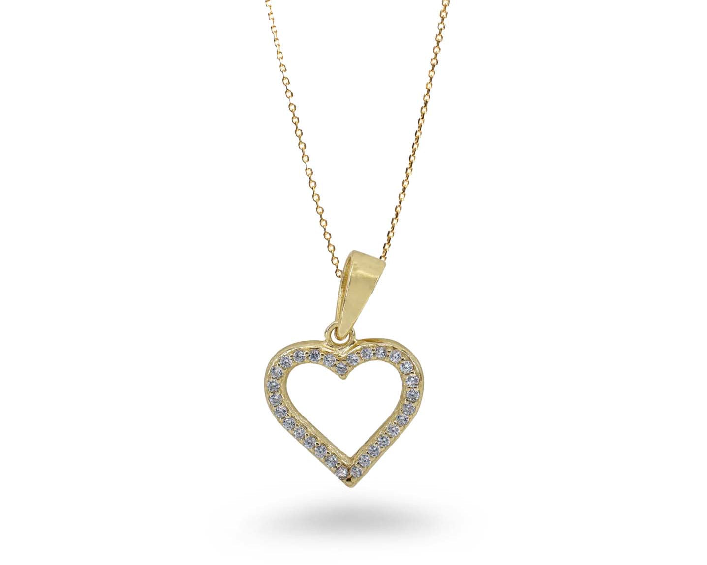 Outline CZ Heart Necklace