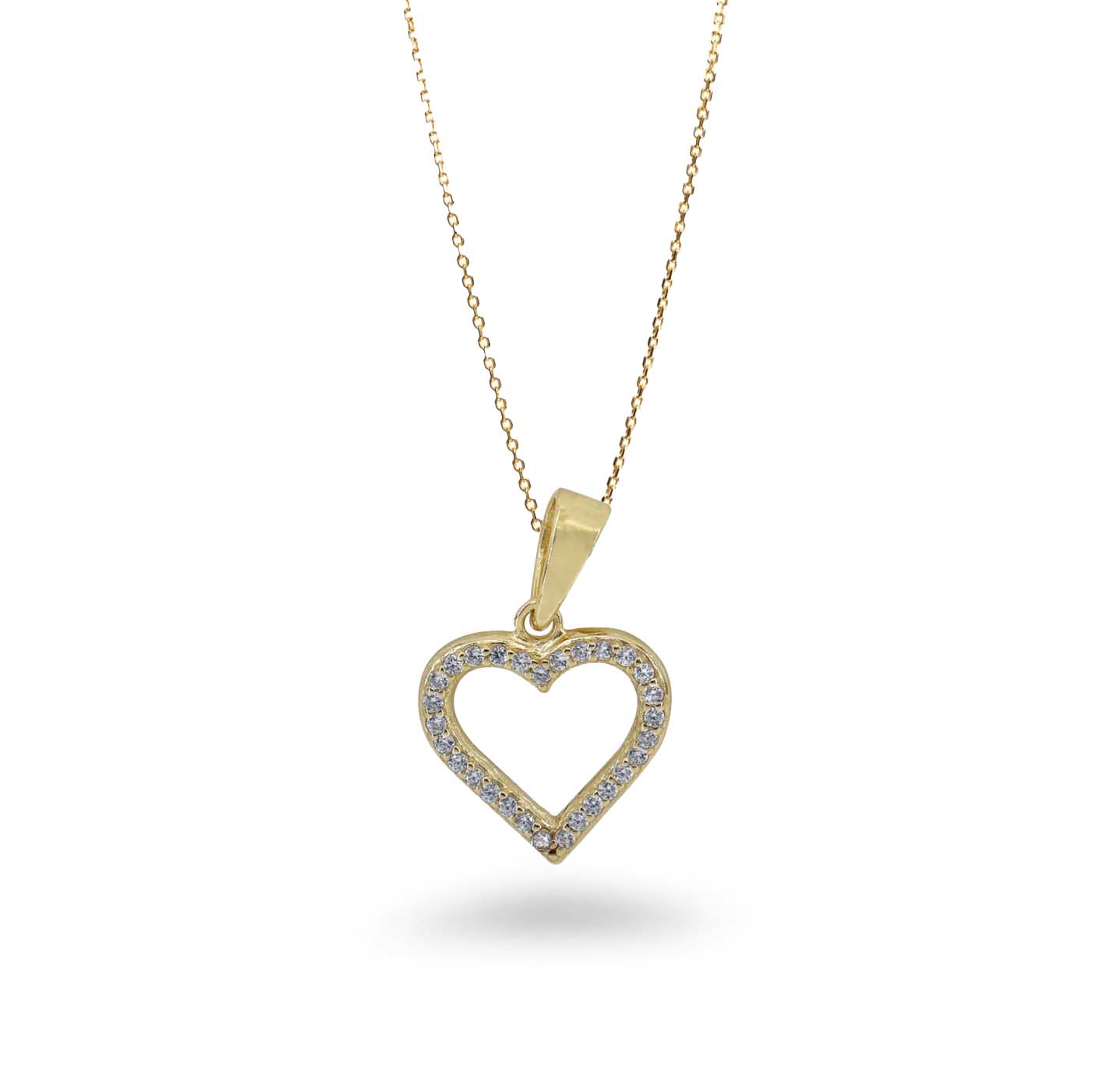 Outline CZ Heart Necklace