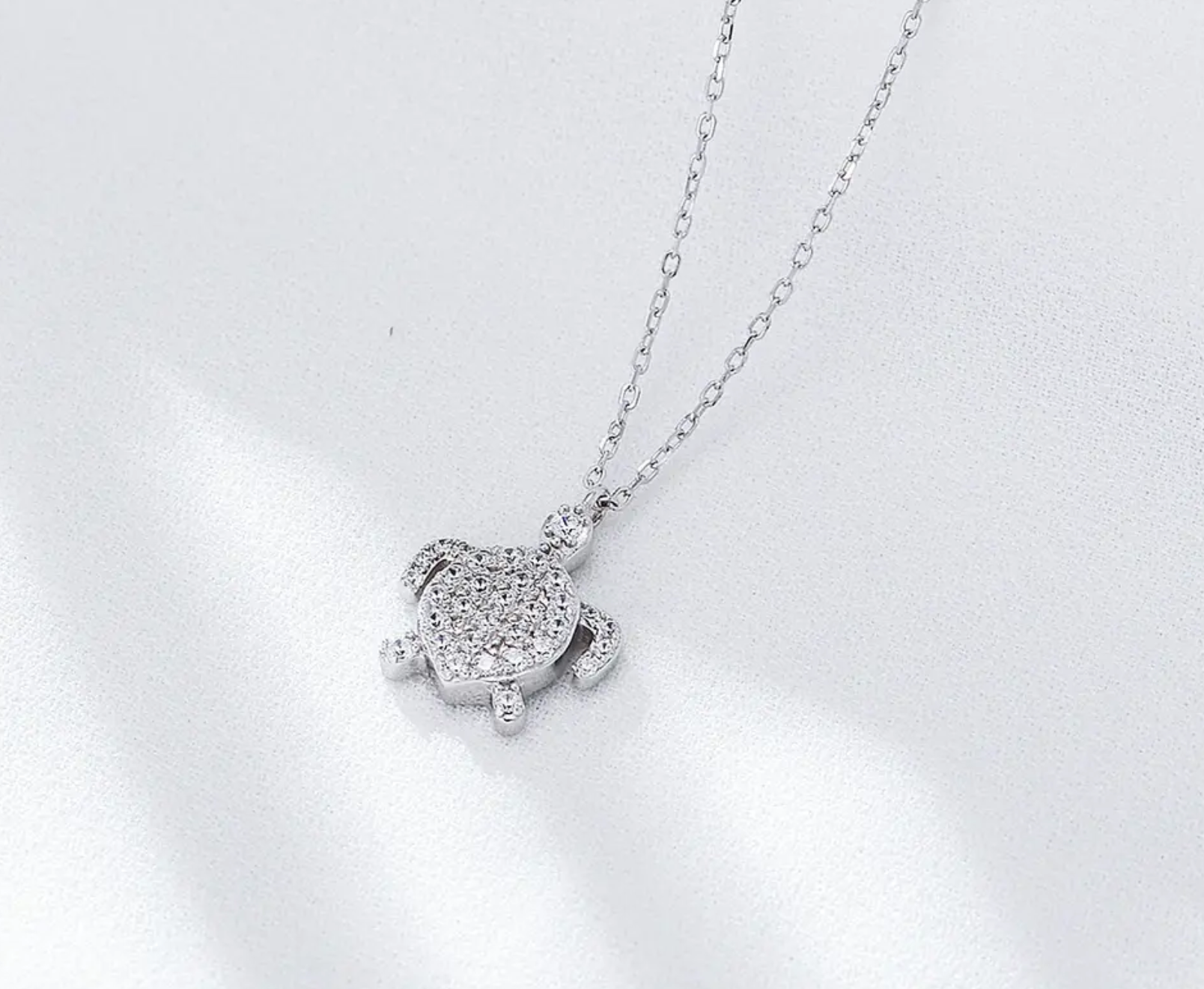 CZ Encrusted Turtle Necklace