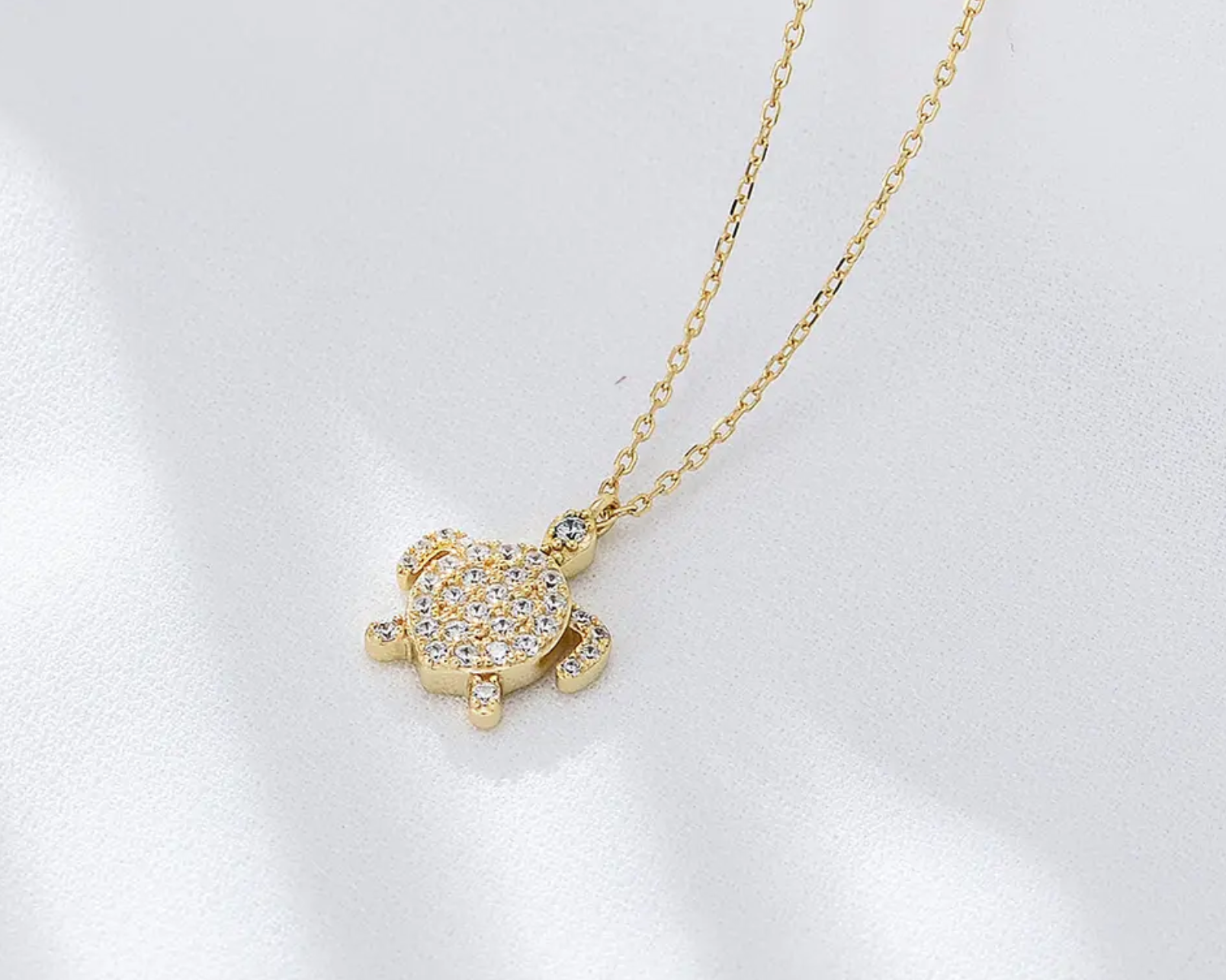 CZ Encrusted Turtle Necklace