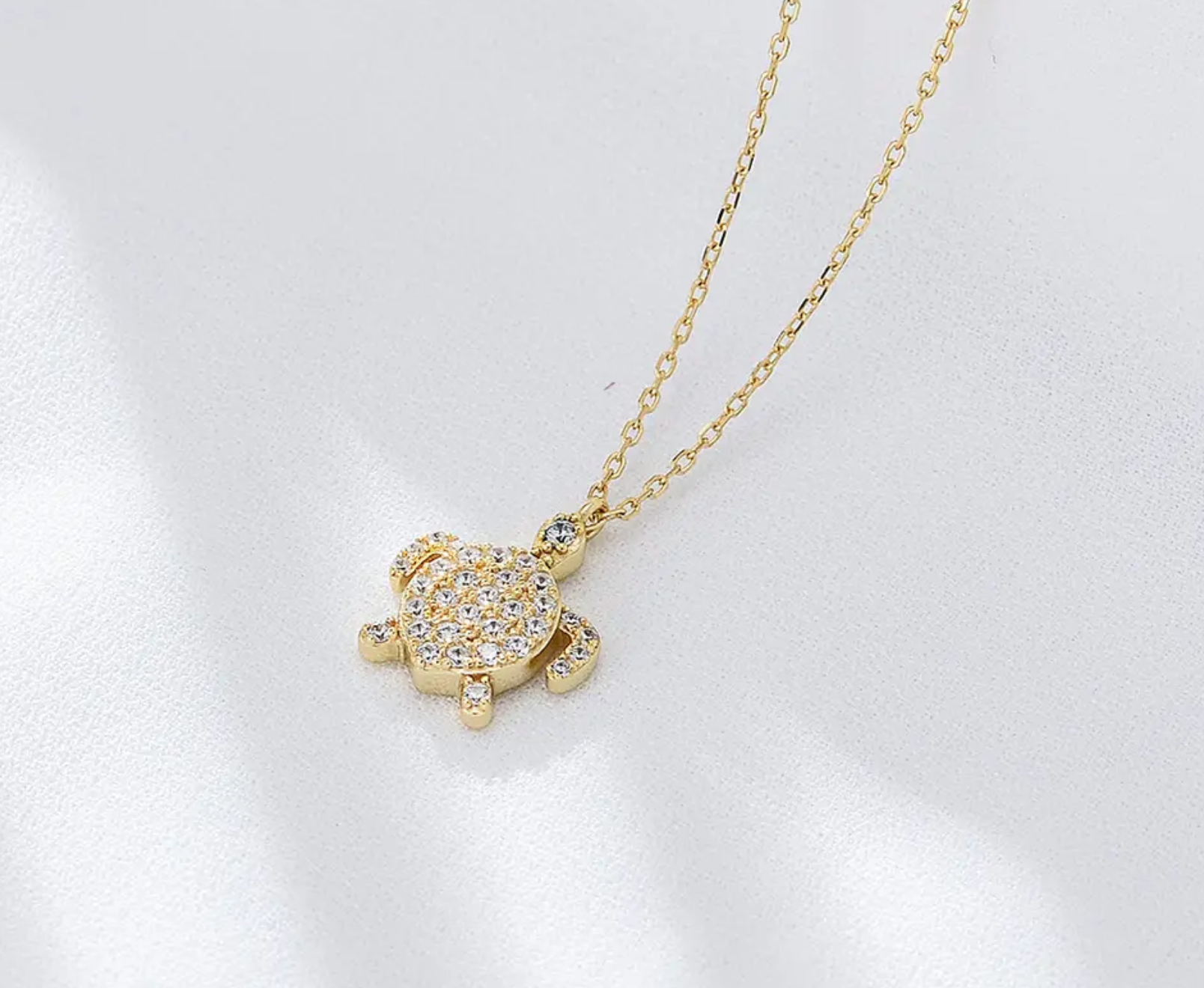 CZ Encrusted Turtle Necklace