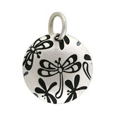 Round Dragonfly Print Necklace