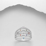 Smooth Layered Color CZ Ring