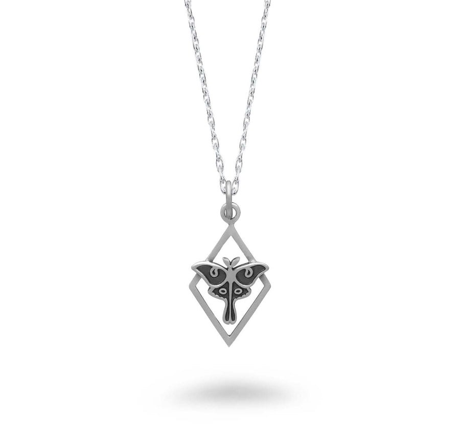 diamond outline luna moth pendant