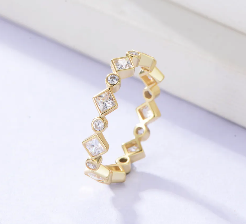 Diamond shape & Round CZ Eternity Ring