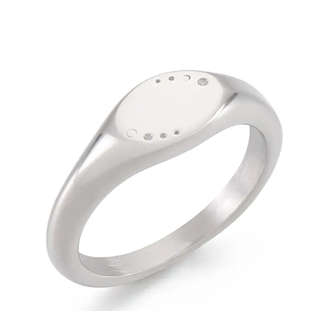 Oval Dot Design Smooth Signet Ring