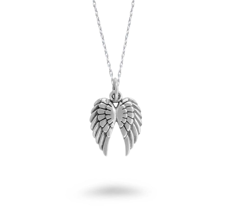 Double Oxidized Angel Wings Necklace