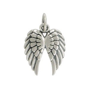 Double Oxidized Angel Wings Necklace