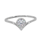 V-Shape Center CZ Ring