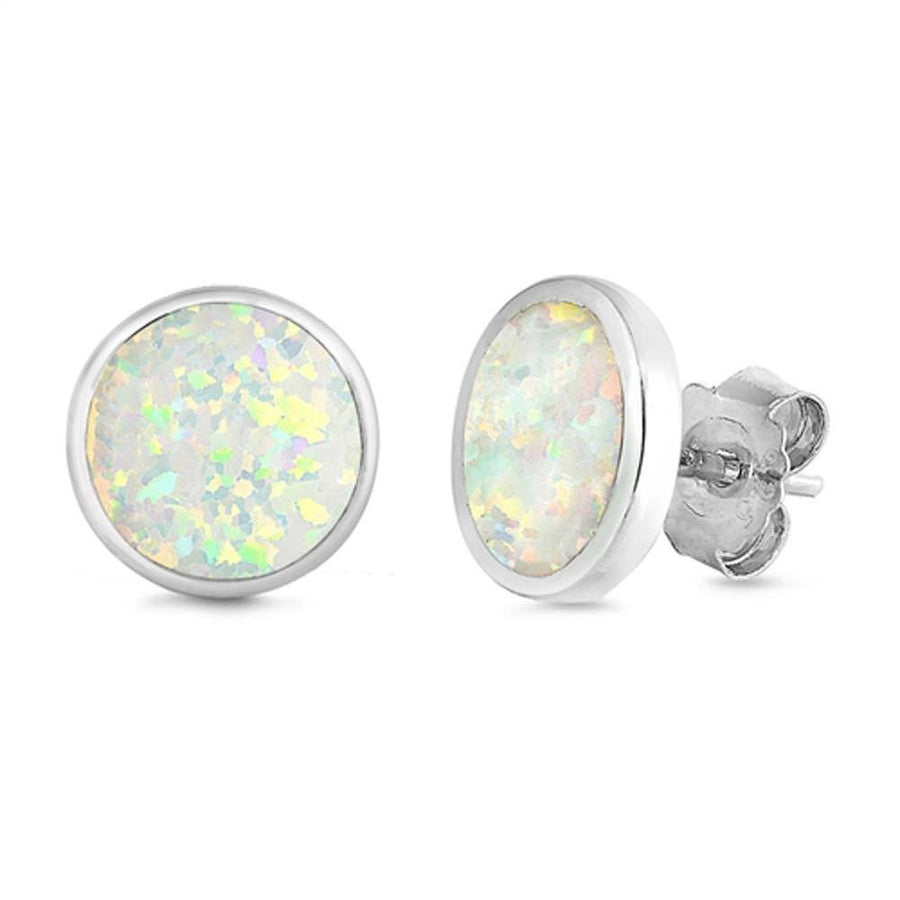 Round Opal Bezel Earrings