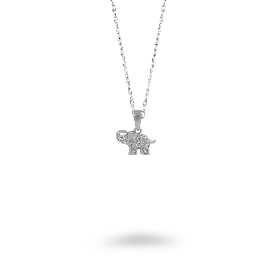 CZ Trunk Up Elephant Necklace
