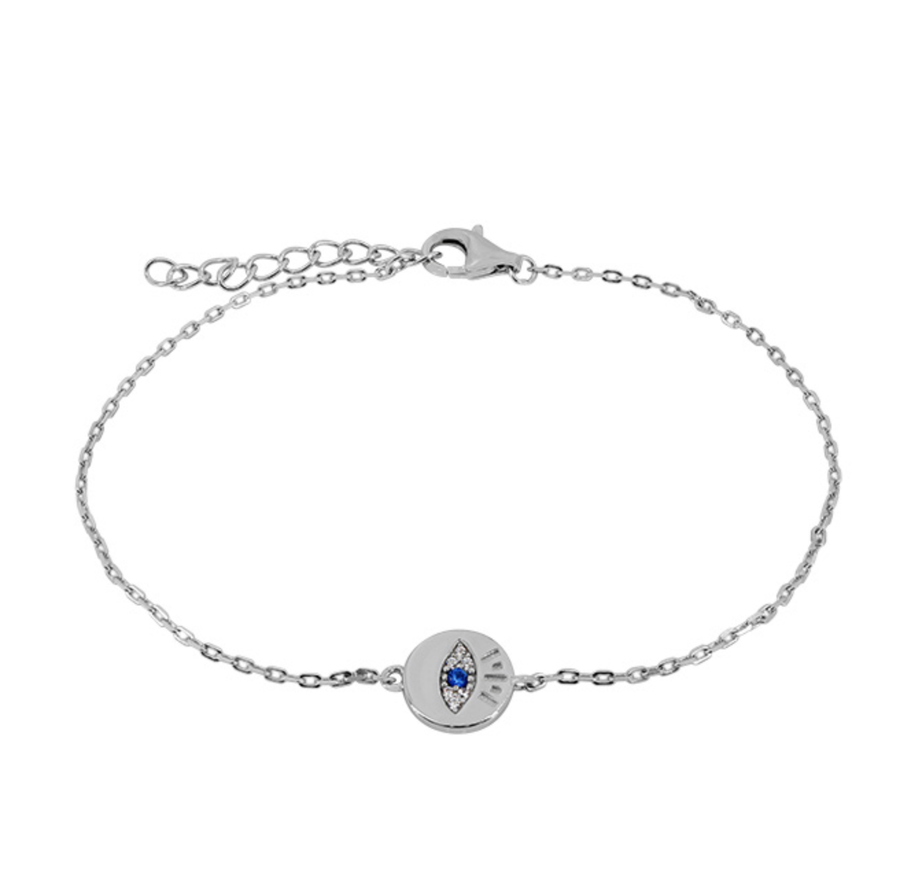 Round Blue Evil Eye Chain Bracelet