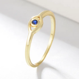 Thin Evil Eye Blue CZ Ring